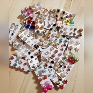 Stud Earrings Lot 100 Single Pairs Perfect For Crafting Projects Blind Grab Bag
